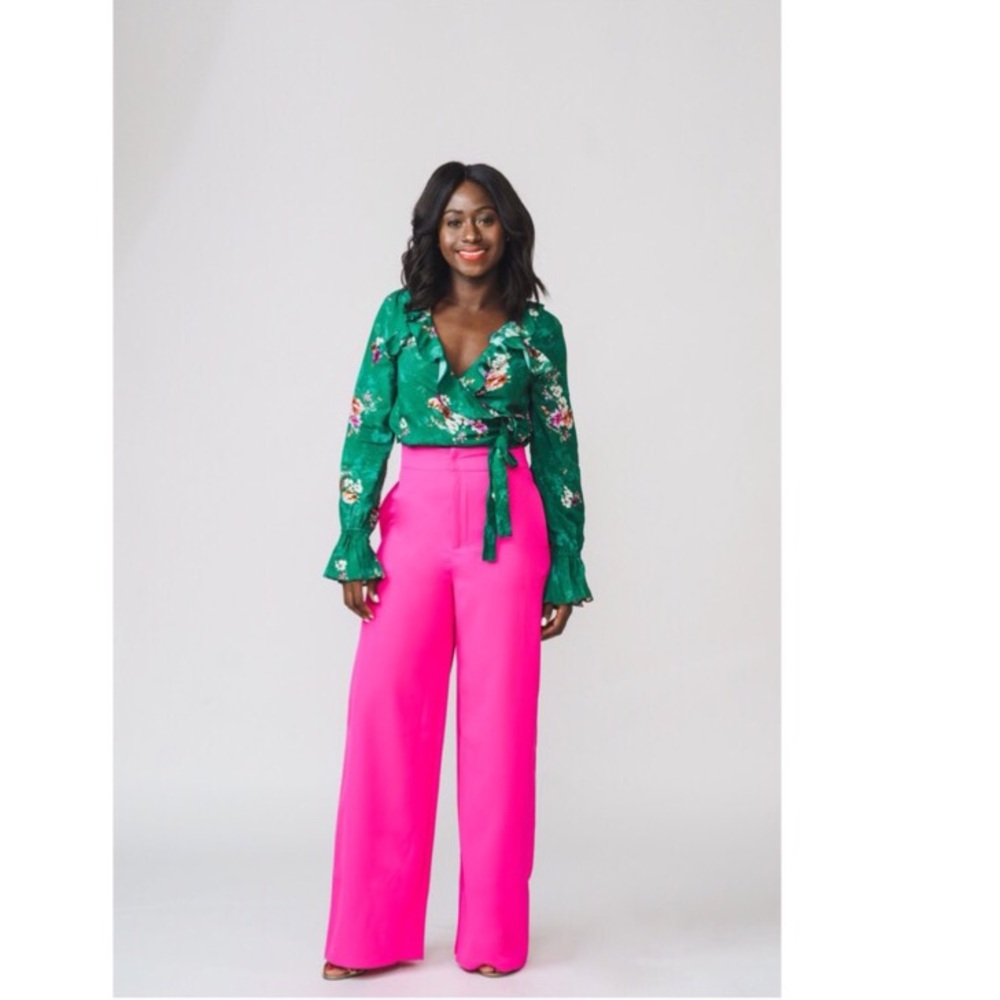 High Waisted Wide Leg Pants with Pockets